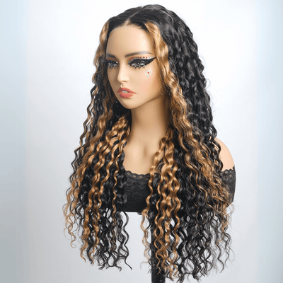 Highlight Blonde Lace Frontal Wigs Loose Wave 13x4 Lace Front Human Hair Wig Pre Plucked 250% Density - GeetaHair