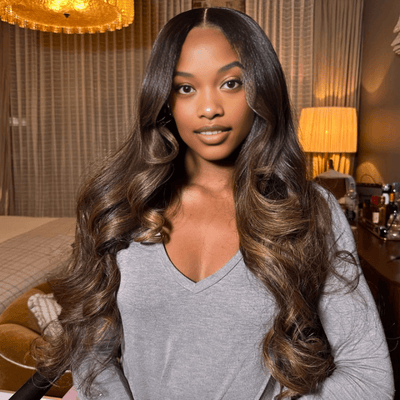 Geeta Full 300% Density Dark Brown With Highlights Loose Body Wave Wig Glueless Wigs Human Hair Pre Plucked - GeetaHair