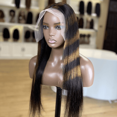 Highlight Twill Zebra Brown Long Straight Hair Glueless 4x4/13x4 HD Lace Front Human Hair Wigs - Geeta Hair - GeetaHair