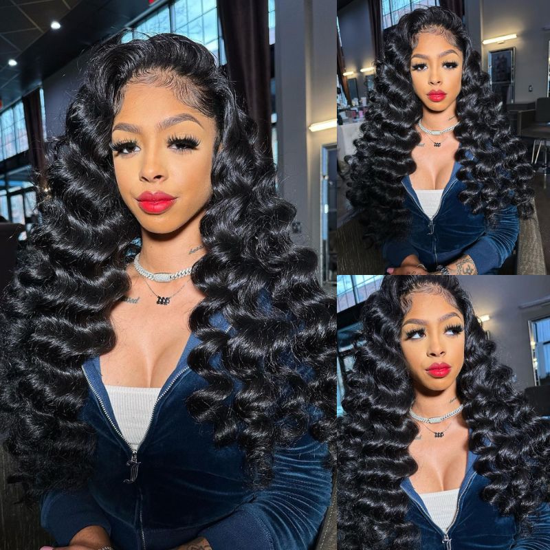 Loose Deep Wave Lace Front Wig Human Hair 13x4 Wand Curly HD Lace Wigs 180% Density - GeetaHair