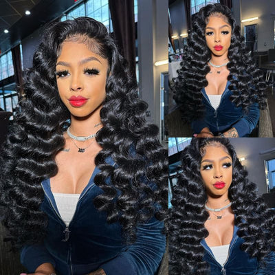 Loose Deep Wave Lace Front Wig Human Hair 13x4 Wand Curly HD Lace Wigs 180% Density - GeetaHair