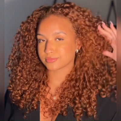 Natural Color/Brown Ginger Glueless Wigs 13x4 Lace Front Wigs Human Hair Ombre Curly HD Transparent Lace Frontal Wigs for Women - GeetaHair