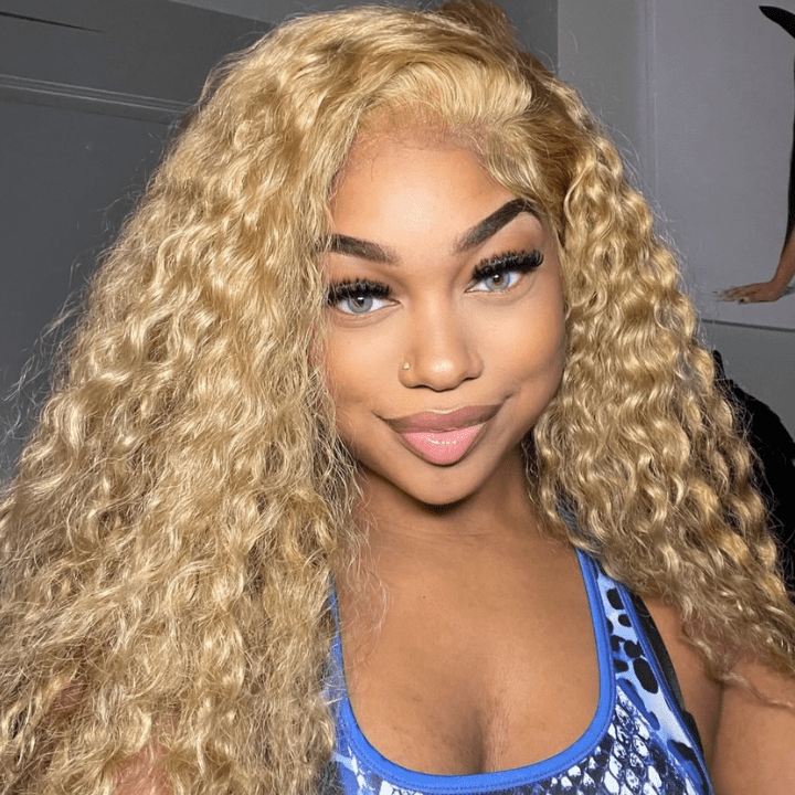 Honey Blonde Water Wave 13x4/4x4 HD Lace Frontal Wig Golden Brown Transparent Lace Human Hair Wigs - GeetaHair