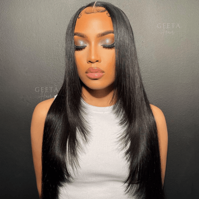 Geetahair Upgrade HD Lace Layered Straight Wig Crystal Clear Lace Human Hair Wigs With Pre Plucked Natural Hairline - GeetaHair