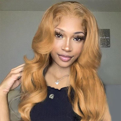 Glueless Honey Blonde Body Wave Lace Front Wig 13X4 HD Lace Front Wigs Human Hair 180 Density - GeetaHair