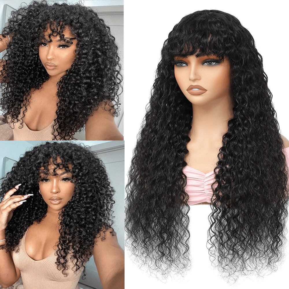Flash Sale $139 Get 28inch Glueless Bouncy And Full Spanish Curly Wig With Bangs - GeetaHair