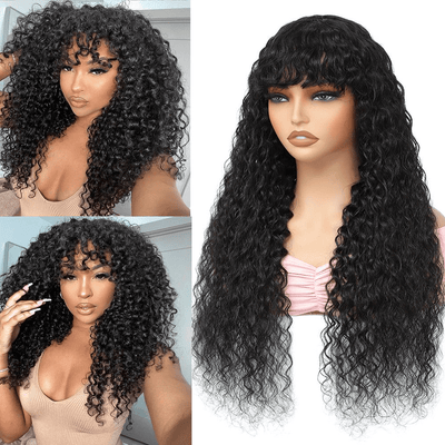 Flash Sale $139 Get 28inch Glueless Bouncy And Full Spanish Curly Wig With Bangs - GeetaHair