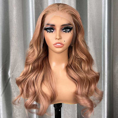 Body Wave Light Flaxen Brown Human Hair Wigs 13x4 Lace Front Cozy Blonde Glueless Wigs 250% Density - GeetaHair