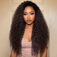 Full 300% Density Layered Cut Dark Brown Spanish Curly Wear Go Wig 13x4 Lace Front Glueless Colored Wig - GeetaHair