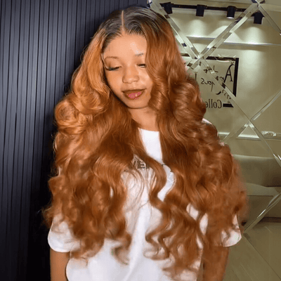 Ombre 1B/30 Colored Human Hair Wigs Loose Wave Honey Blonde 13x4 Lace Front Wig Pre Plucked 250% Density - GeetaHair