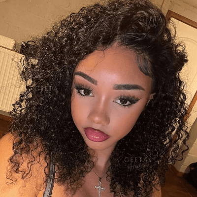 Geetahair Upgrade HD Lace Kinky Curly Bob Wig Black Color Undetectable Clear Lace Human Hair Bob Wigs - GeetaHair