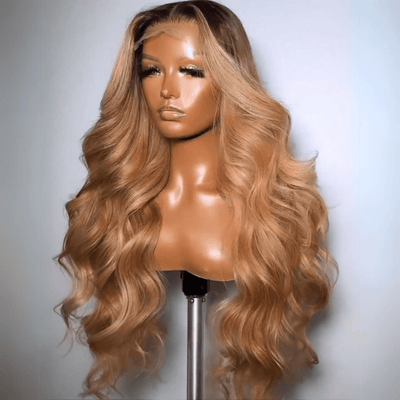 1B Blonde Body Wave 13x4 Lace Front Wigs Ombre Blonde Colored Human Hair Glueless Wigs - GeetaHair