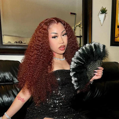 Flash Sale No Code 60% Off Reddish Brown Kinky Curly Wig Human Hair For Black Women no code - Geeta Hair - GeetaHair