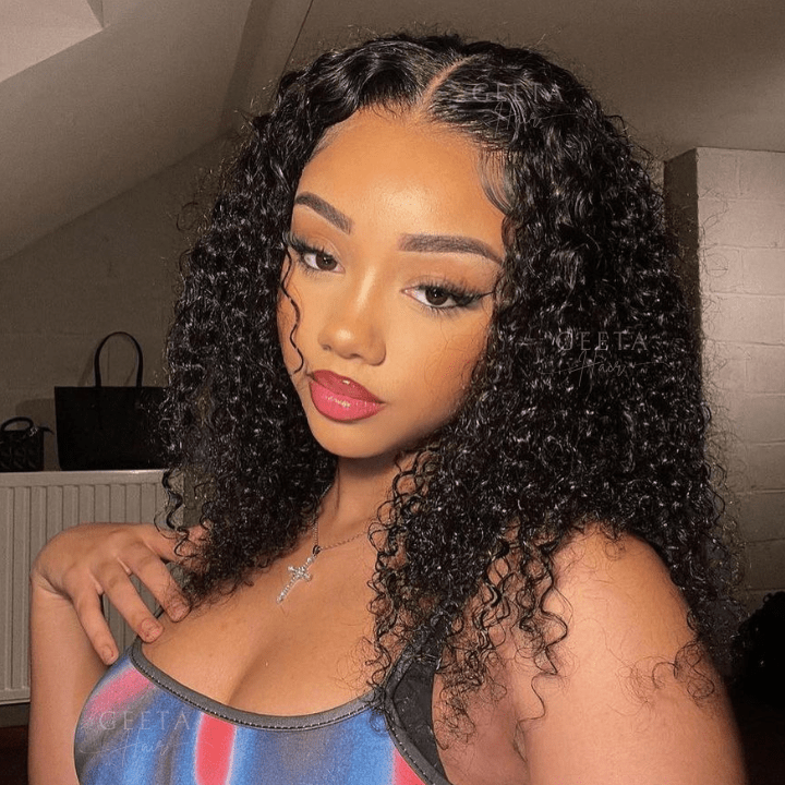 Geetahair Upgrade HD Lace Kinky Curly Bob Wig Black Color Undetectable Clear Lace Human Hair Bob Wigs - GeetaHair