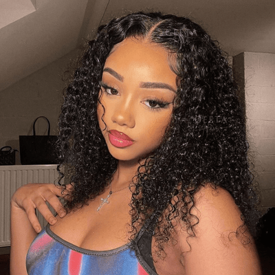 Geetahair Upgrade HD Lace Kinky Curly Bob Wig Black Color Undetectable Clear Lace Human Hair Bob Wigs - GeetaHair