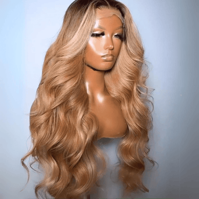 1B Blonde Body Wave 13x4 Lace Front Wigs Ombre Blonde Colored Human Hair Glueless Wigs - GeetaHair