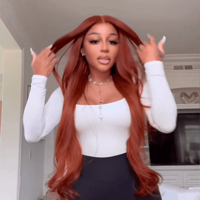 Drak Red Body Wave Lace Front Human Hair Wig 13x4 Red Brown HD Lace Frontal Wig Preplucked - GeetaHair