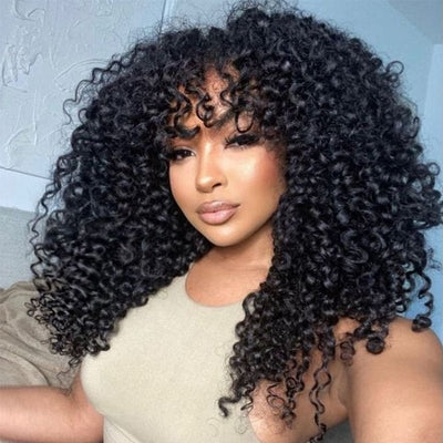 Flash Sale $139 Get 28inch Glueless Bouncy And Full Spanish Curly Wig With Bangs - GeetaHair