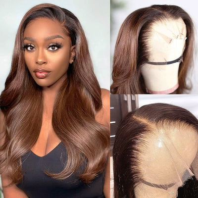 18”=$107 Body Wave Glueless Wig Chestnut Brown Color Highlight 13x4 Lace Front Wig Subscriber Exclusive Flash Sale - GeetaHair