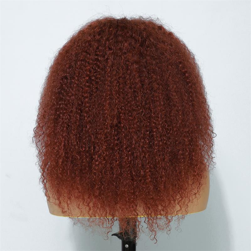 Copper Red Lace Front Human Hair Wigs 13x4 Afro Kinky Curly Glueless Wigs 180% Density - GeetaHair