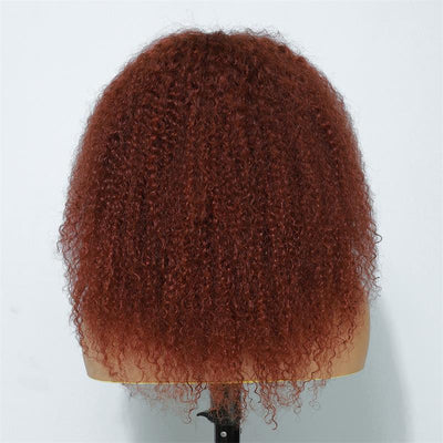 Copper Red Lace Front Human Hair Wigs 13x4 Afro Kinky Curly Glueless Wigs 180% Density - GeetaHair