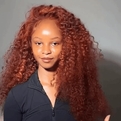 Lazy Girl Wigs Reddish Brown Wet And Wavy Glueless Wigs 13x4 Lace Front Burgundy Curly Human Hair Wigs 250% Density - GeetaHair