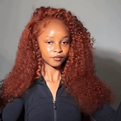 Lazy Girl Wigs Reddish Brown Wet And Wavy Glueless Wigs 13x4 Lace Front Burgundy Curly Human Hair Wigs 250% Density - GeetaHair