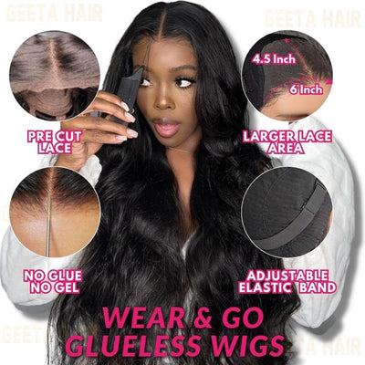 Over $101 Save $100: 6x4.5 Mint Green Body Wave Pre Cut HD Transaparent Lace Human Hair Wigs - Spring 2023 Flash Sale - GeetaHair
