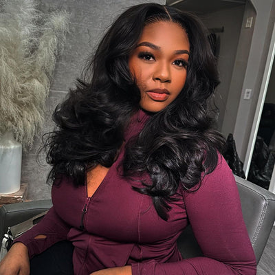 Geeta Body Wave Curtain Bangs Wigs 13X4 HD Lace Front Human Hair Wig With Bangs Pre Plucked Natural Hairline - GeetaHair