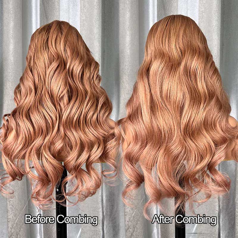 Body Wave Light Flaxen Brown Human Hair Wigs 13x4 Lace Front Cozy Blonde Glueless Wigs 250% Density - GeetaHair