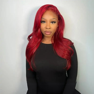 Red Lace Front Wigs Human Hair Pre Plucked 13x4 Straight Colored Red Human Hair Wig Hd Lace Frontal Wigs - GeetaHair
