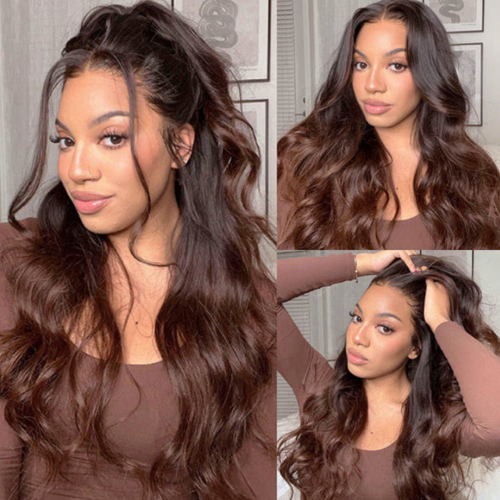 18”=$107 Body Wave Glueless Wig Chestnut Brown Color Highlight 13x4 Lace Front Wig Subscriber Exclusive Flash Sale - GeetaHair