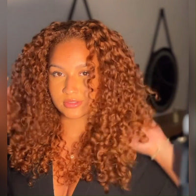 Natural Color/Brown Ginger Glueless Wigs 13x4 Lace Front Wigs Human Hair Ombre Curly HD Transparent Lace Frontal Wigs for Women - GeetaHair