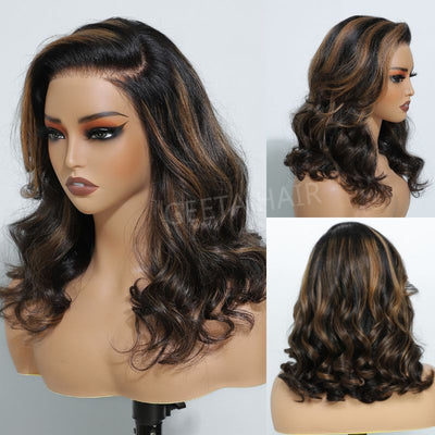 24 Hours Shipping Highlight Brown Glueless G1B/30 Color Body Wave 13x4 HD Lace Front Wig Pre Plucked 180% Density - GeetaHair