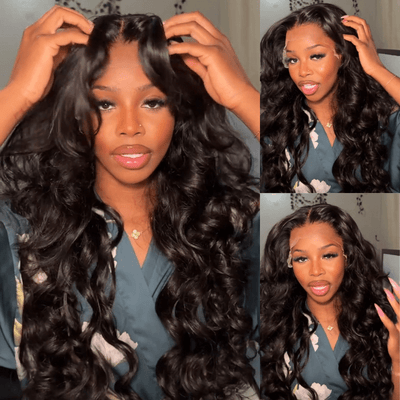 Geeta Pre - Cut HD Lace Put On And Go Glueless Wig 13x4 Loose Body Wave Lace Front Wigs with Curtain Bangs 180% Density - GeetaHair