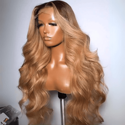 1B Blonde Body Wave 13x4 Lace Front Wigs Ombre Blonde Colored Human Hair Glueless Wigs - GeetaHair