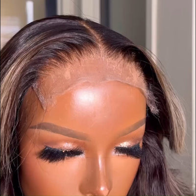 Highlight Ash Blonde Body Wave Human Hair Wig 13x4 Transparent HD Lace Front Wig for Women Pre Plucked - GeetaHair
