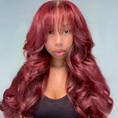99J Burgundy 13x4 HD Lace Frontal Wig Glueless Colored Body Wave Human Hair Wigs 250% Density - GeetaHair