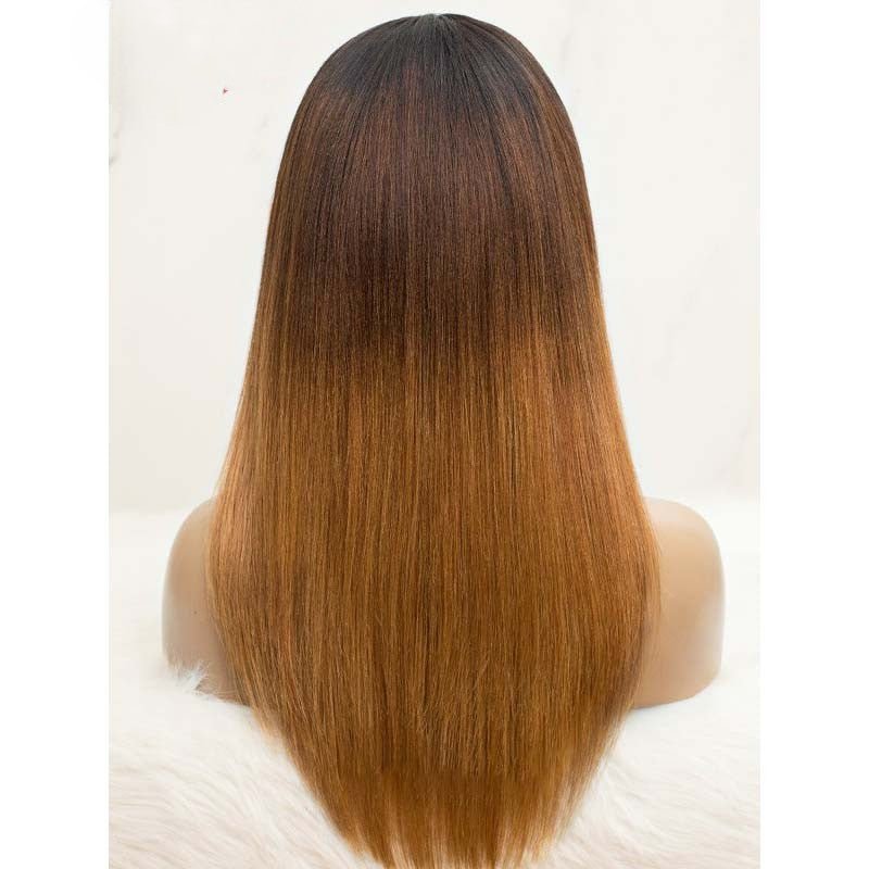 Pre Bleached Knots T1B/4/27 Ombre Straight Layered Cut Lace Front Wigs Pre - Blucked 180% Density - GeetaHair