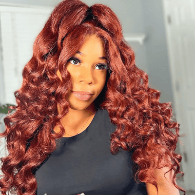 Loose Deep Wave Blue/Reddish Brown/Brown/Burgundy 13x4 Lace Front Wigs Pre Plucked Natural Hairline Human Hair Wigs - Geeta Hair - GeetaHair