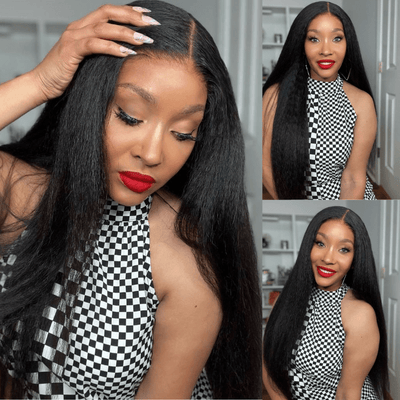 Geetahair Upgrade HD Lace Kinky Straight Wig Crystal Clear Lace Human Hair Wigs With Pre Plucked Natural Hairline - GeetaHair