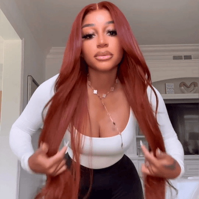 Drak Red Body Wave Lace Front Human Hair Wig 13x4 Red Brown HD Lace Frontal Wig Preplucked - GeetaHair
