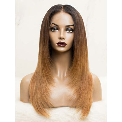 Pre Bleached Knots T1B/4/27 Ombre Straight Layered Cut Lace Front Wigs Pre - Blucked 180% Density - GeetaHair