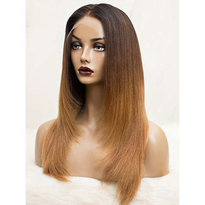 Pre Bleached Knots T1B/4/27 Ombre Straight Layered Cut Lace Front Wigs Pre - Blucked 180% Density - GeetaHair