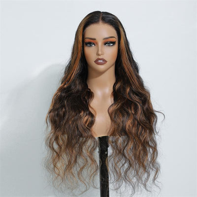 Pre Bleached Knots Highlight Brown Body Wave Wig Ombre FP1B/27 13x4 Lace Front Human Hair Wigs - GeetaHair