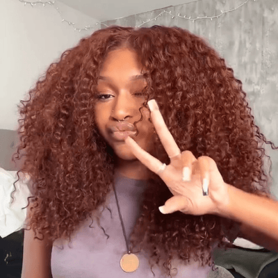 Ready To Wear Reddish Brown Jerry Curly Glueless Wigs 13x4 Lace Front Curly Human Hair Wigs 250% Density - GeetaHair