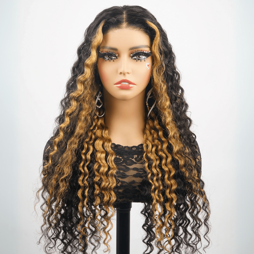 Highlight Blonde Lace Frontal Wigs Loose Wave 13x4 Lace Front Human Hair Wig Pre Plucked 250% Density - GeetaHair