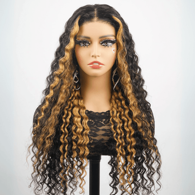 Highlight Blonde Lace Frontal Wigs Loose Wave 13x4 Lace Front Human Hair Wig Pre Plucked 250% Density - GeetaHair