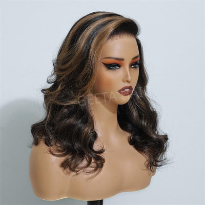 Tax Return Sale Highlight Brown Glueless G1B/30 Color Body Wave 13x4 HD Lace Front Wig Pre Plucked 180% Density - Geeta Hair - GeetaHair