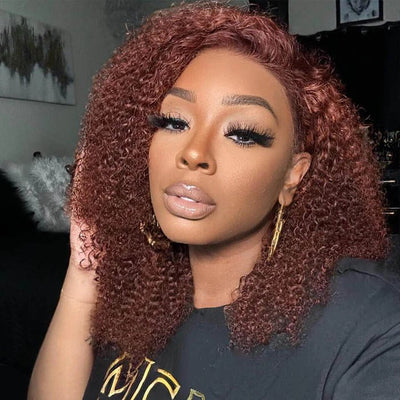 Wear Go Glueless Reddish Brown Kinky Curly Lace Front Wig 180% Density Breathable Wig - Geeta Hair - GeetaHair